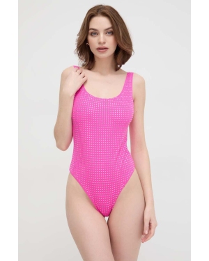 Guess jednoczęściowy strój kąpielowy kolor różowy miękka miseczka