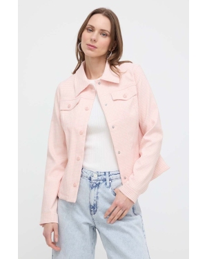 Guess kurtka koszulowa kolor różowy przejściowa