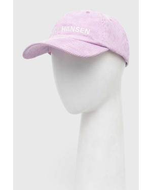 Helly Hansen czapka z daszkiem sztruksowa Graphic Cap kolor różowy z aplikacją