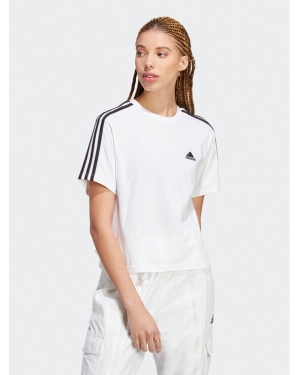 adidas T-Shirt Essentials 3-Stripes Single Jersey Crop Top HR4915 Biały Loose Fit