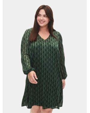 Zizzi Sukienka codzienna M02356B Zielony Regular Fit