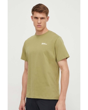 Jack Wolfskin t-shirt bawełniany męski kolor zielony gładki 1808382