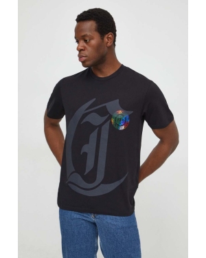 Just Cavalli t-shirt bawełniany męski kolor czarny z nadrukiem
