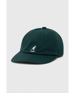 Kangol czapka z daszkiem bawełniana kolor zielony z aplikacją