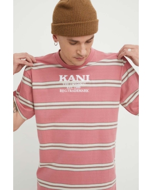 Karl Kani t-shirt bawełniany męski kolor różowy wzorzysty