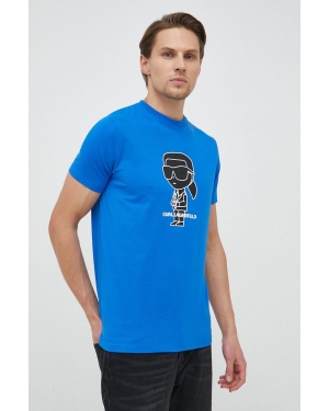 Karl Lagerfeld t-shirt męski kolor niebieski z nadrukiem