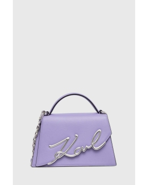 Karl Lagerfeld torebka skórzana kolor fioletowy