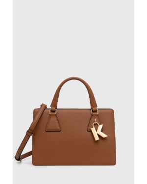 Karl Lagerfeld torebka skórzana kolor brązowy