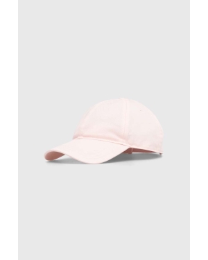 Lacoste czapka z daszkiem bawełniana kolor różowy gładka