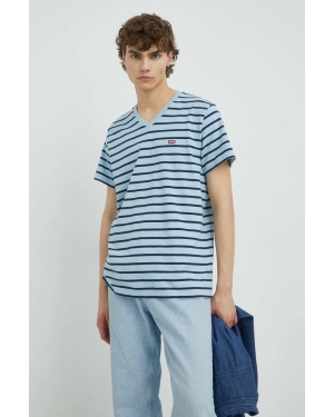 Levi's t-shirt bawełniany kolor niebieski wzorzysty