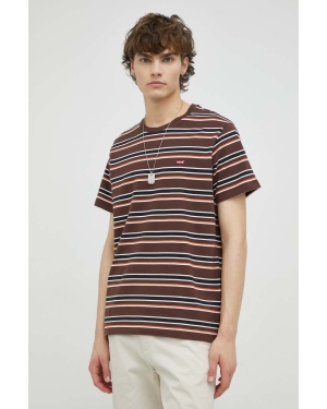 Levi's t-shirt bawełniany kolor brązowy wzorzysty