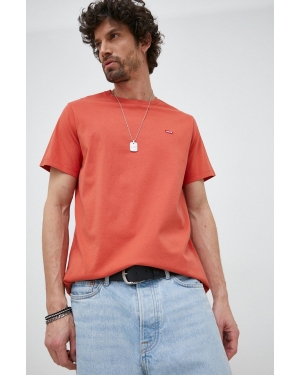 Levi's t-shirt bawełniany kolor pomarańczowy gładki