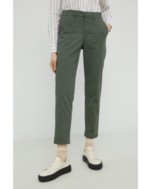 Levi's spodnie damskie kolor zielony dopasowane medium waist