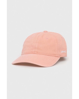 Levi's czapka z daszkiem bawełniana kolor różowy gładka