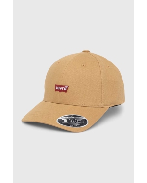 Levi's czapka z daszkiem kolor brązowy z aplikacją