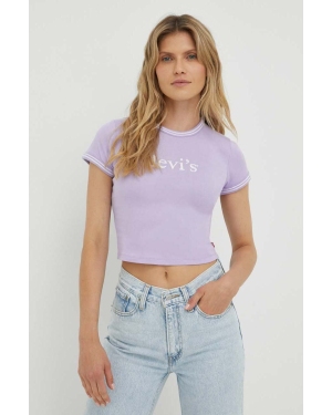Levi's t-shirt bawełniany kolor fioletowy