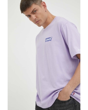 Levi's t-shirt bawełniany kolor fioletowy z nadrukiem
