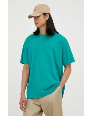 Levi's t-shirt bawełniany kolor zielony gładki