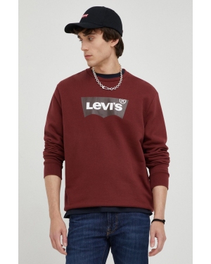 Levi's bluza bawełniana męska kolor bordowy z nadrukiem