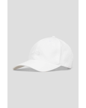 Levi's czapka z daszkiem kolor biały gładka