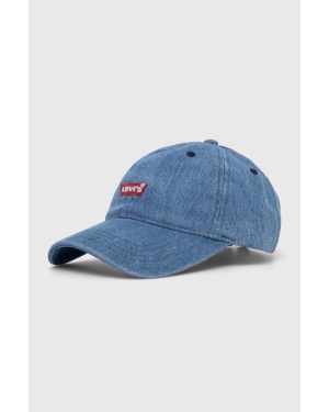 Levi's czapka z daszkiem bawełniana kolor niebieski z aplikacją