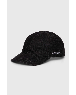 Levi's czapka z daszkiem bawełniana kolor czarny gładka