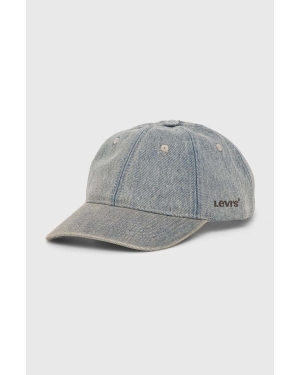 Levi's czapka z daszkiem bawełniana kolor niebieski gładka