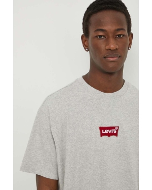 Levi's t-shirt bawełniany męski kolor szary z aplikacją