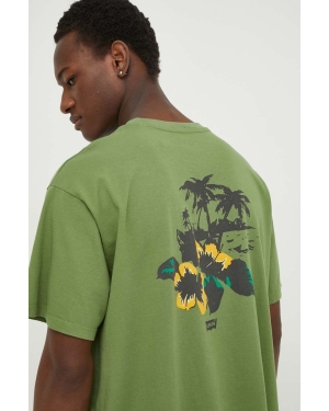 Levi's t-shirt bawełniany męski kolor zielony z aplikacją