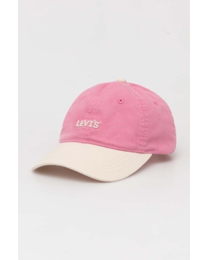 Levi's czapka z daszkiem bawełniana kolor różowy z aplikacją