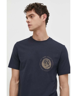 Marc O'Polo t-shirt bawełniany męski kolor granatowy z nadrukiem