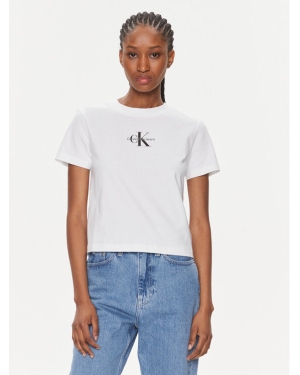 Calvin Klein Jeans T-Shirt Monologo Baby Tee J20J223113 Biały Slim Fit