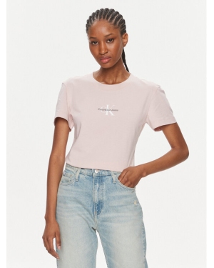Calvin Klein Jeans T-Shirt Monologo Slim Tee J20J222564 Różowy Slim Fit