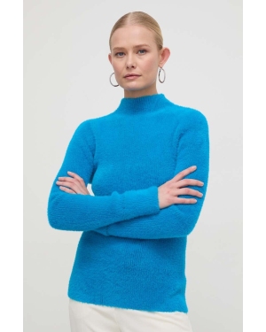 Morgan sweter damski kolor niebieski z półgolfem
