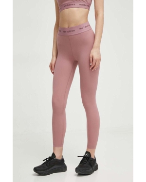New Balance legginsy treningowe Sleek kolor różowy z nadrukiem