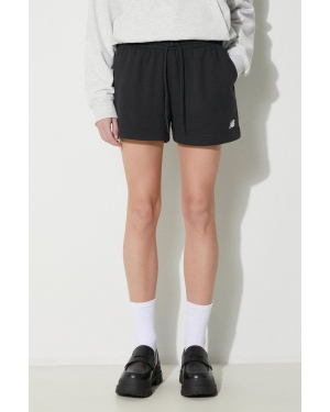 New Balance szorty French Terry Short damskie kolor czarny gładkie high waist WS41500BK