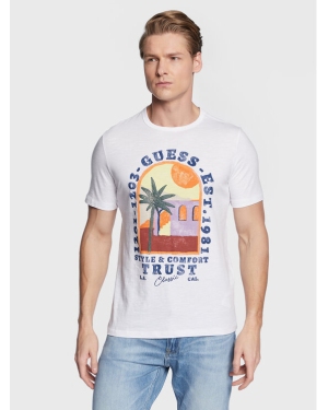 Guess T-Shirt Palm Window M3GI10 K6XN4 Biały Slim Fit