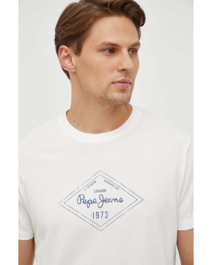 Pepe Jeans t-shirt bawełniany Wasley męski kolor beżowy z nadrukiem