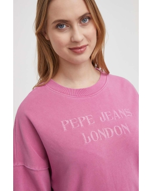 Pepe Jeans bluza damska kolor różowy z aplikacją