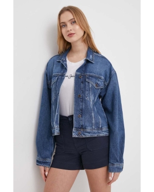 Pepe Jeans kurtka jeansowa damska kolor niebieski przejściowa oversize