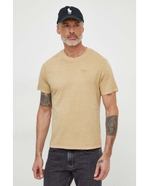 Pepe Jeans t-shirt bawełniany Jacko męski kolor beżowy gładki