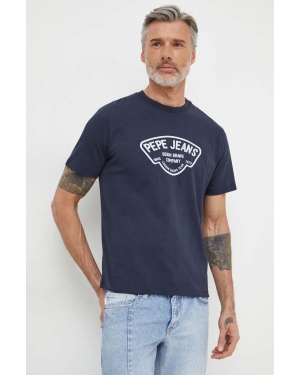 Pepe Jeans t-shirt bawełniany Cherry męski kolor granatowy z nadrukiem