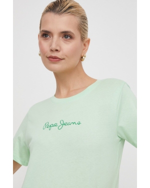 Pepe Jeans t-shirt bawełniany damski kolor zielony