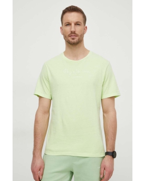 Pepe Jeans t-shirt bawełniany męski kolor zielony z aplikacją