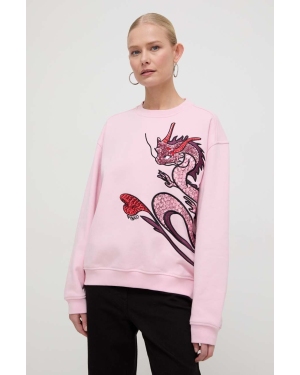 Pinko bluza bawełniana damska kolor różowy z aplikacją
