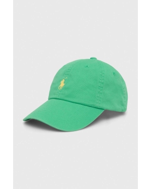 Polo Ralph Lauren czapka z daszkiem bawełniana kolor zielony gładka