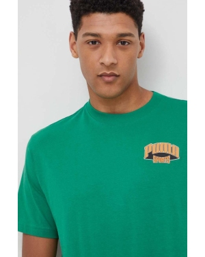 Puma t-shirt bawełniany męski kolor fioletowy z aplikacją 679187