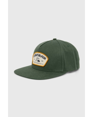 Quiksilver czapka z daszkiem bawełniana kolor zielony z aplikacją