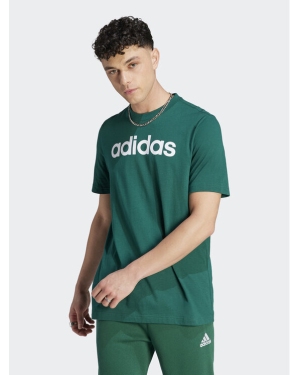 adidas T-Shirt Essentials Single Jersey Linear Embroidered Logo T-Shirt IJ8658 Zielony Regular Fit