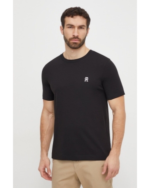 Tommy Hilfiger t-shirt bawełniany męski kolor czarny z aplikacją